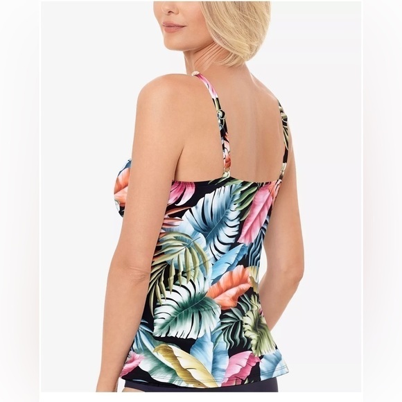 SWIM SOLUTIONS V-Neck Pleated Tummy-Control Tankini Top,swimming suit size 10 - Picture 5 of 14